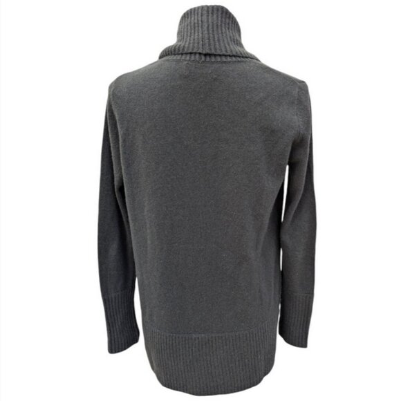 C by Bloomingdales 2PLY 100% Cashmere Cardigan Sweater Grey Ribbed Knit Trim XS - Picture 2 of 6